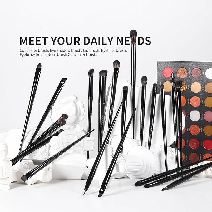Docolor Makeup Brushes Set Professional 30Pcs Obsidian Makeup Brushes Premium Synthetic Powder Kabuki Foundation Contour Blush Concealer Eye Shadow Blending Eyeliner Crease Eyebrow Make Up Brush Kit-FemmiqueWomen