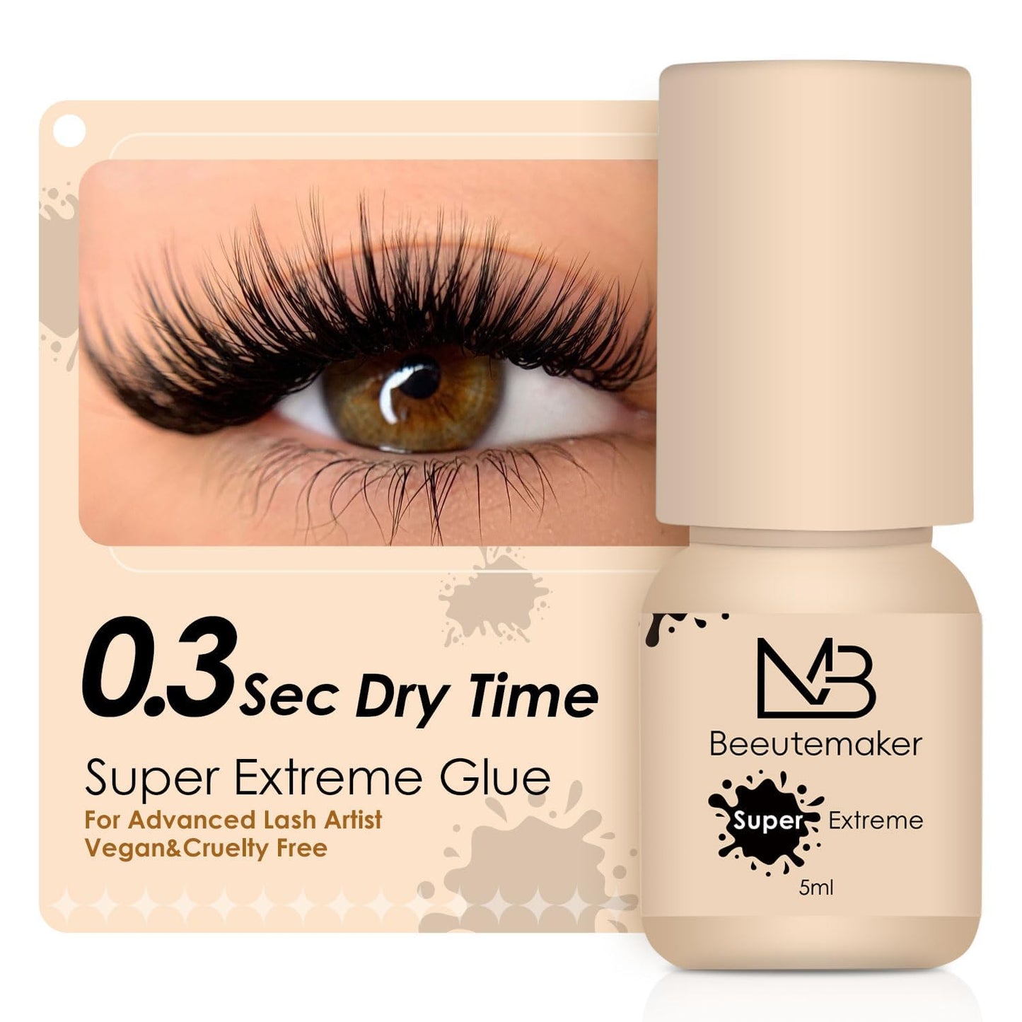 Super Strong Eyelash Extension Glue- 5ml/0.3s Drying Time/7-8 Weeks Retention/Waterproof Black Lash Glue/Professional Eyelash Adhesive for Individual Lash Extensions-FemmiqueWomen