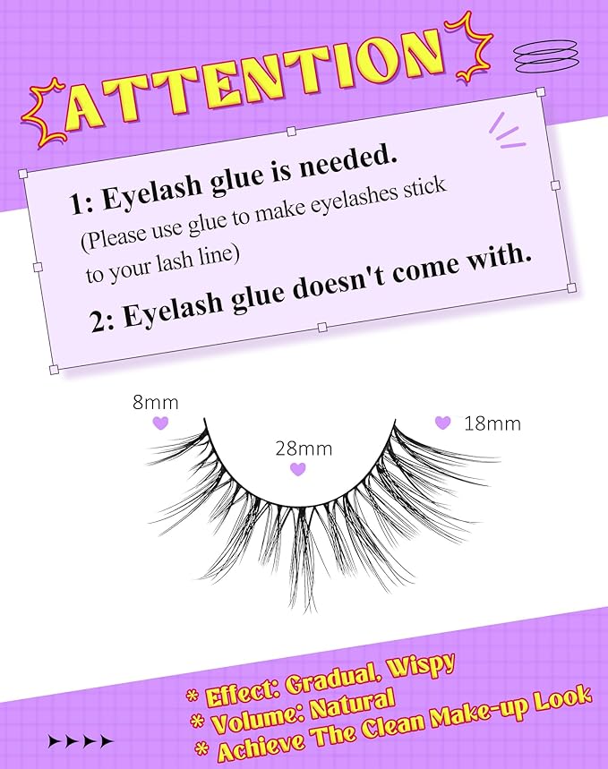 Onlyall Wispy Lashes - Natural Flared False Eyelashes, Soft Fluffy, 7 Pairs DK56-FemmiqueWomen