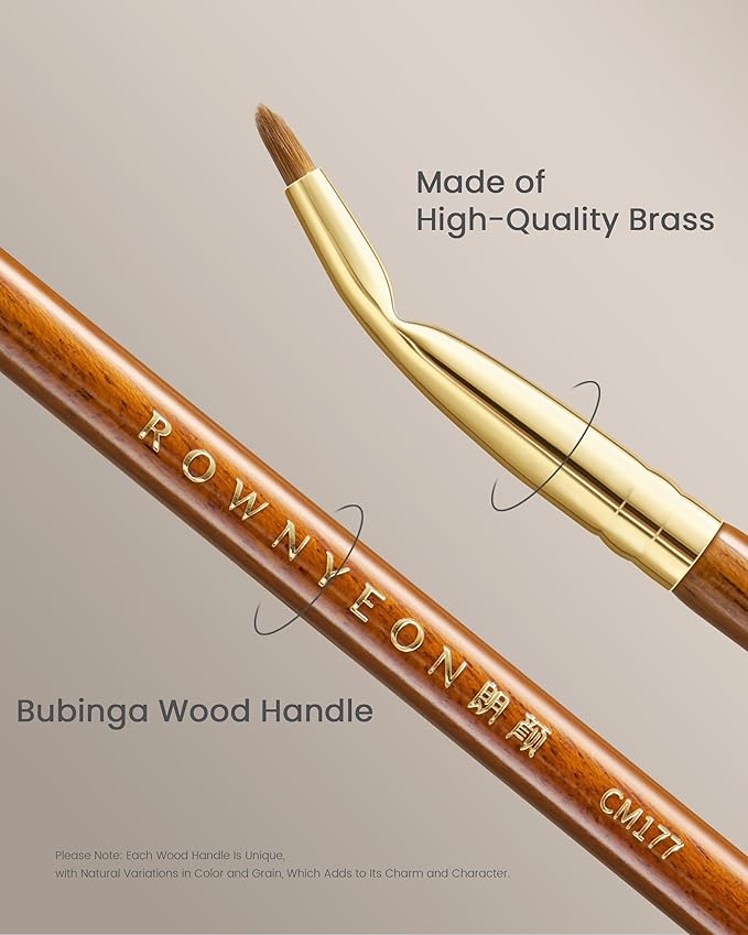 Desert Oak Series Bent Eyeliner Brush - 30° Angled Kolinsky Sable for Sharp Lines & Brows, Luxury Bubinga Handle (CM 177)-FemmiqueWomen