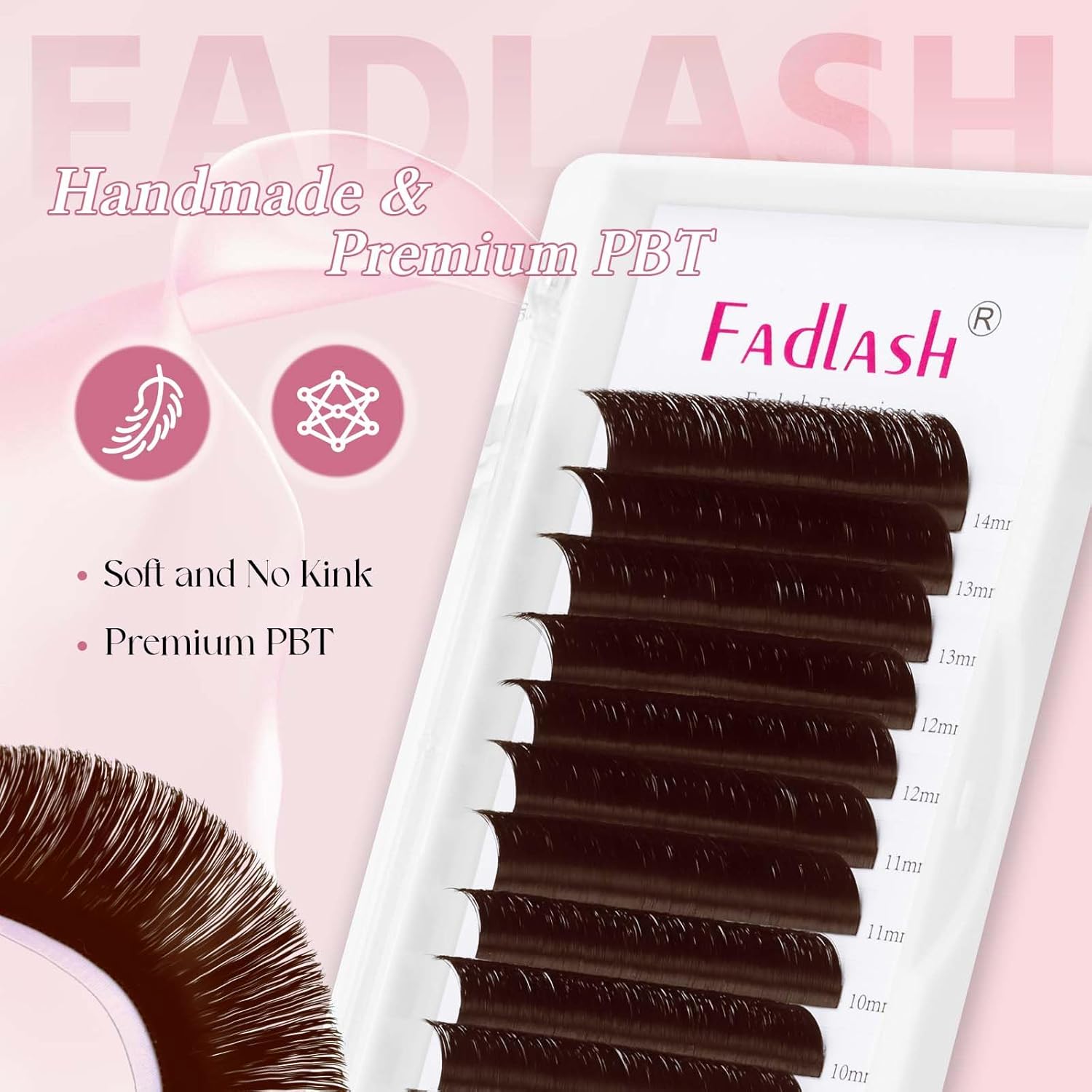 FADLASH Colored Lash Extensions Dark Brown Easy Fan Eyelash Extensions Volume Lashes C/D Curl Lash Extension 0.07 Self Fanning Eyelash Extension (Dark Brown-0.07C, 15-20mm)-FemmiqueWomen