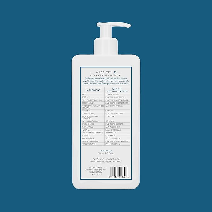 Native Body Lotion Contains Naturally Derived Plant-Based Moisturizers for Women and Men | Restores Dry Skin, Sea Salt & Cedar, 16.5 fl oz-FemmiqueWomen
