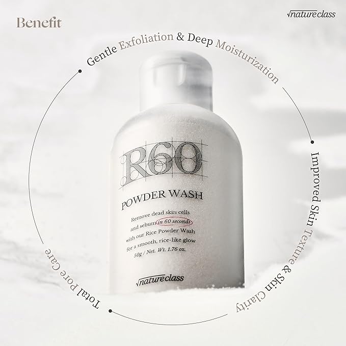 R60 Rice Enzyme Powder Face Wash Cleanser – Exfoliating, Deep Cleansing, Removes Pore Impurities for Soft Radiant Skin, Korean Skincare1.76oz-FemmiqueWomen