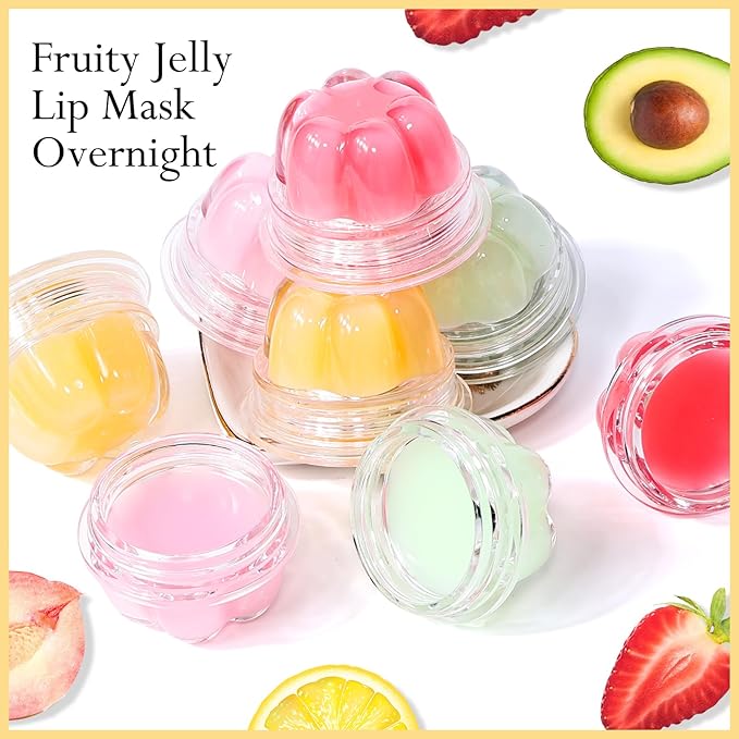 2Pc Jelly Lip Mask Overnight,Fruity Lemon Lip Sleeping Mask Day Night Repair Kawaii Lip Balm Hydrate Plump Dry Lip Scrubs Exfoliator,Lip Care Lip Moisturizer with Collagen-Lemon-FemmiqueWomen