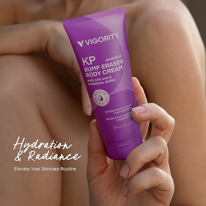 Vigority Keratosis Pilaris Treatment Cream with Lactic Acid – KP Body Bump Exfoliating Moisturizer for Rough, Bumpy, Dry & Flakey Skin, Strawberry Legs – 5.1 Oz-FemmiqueWomen