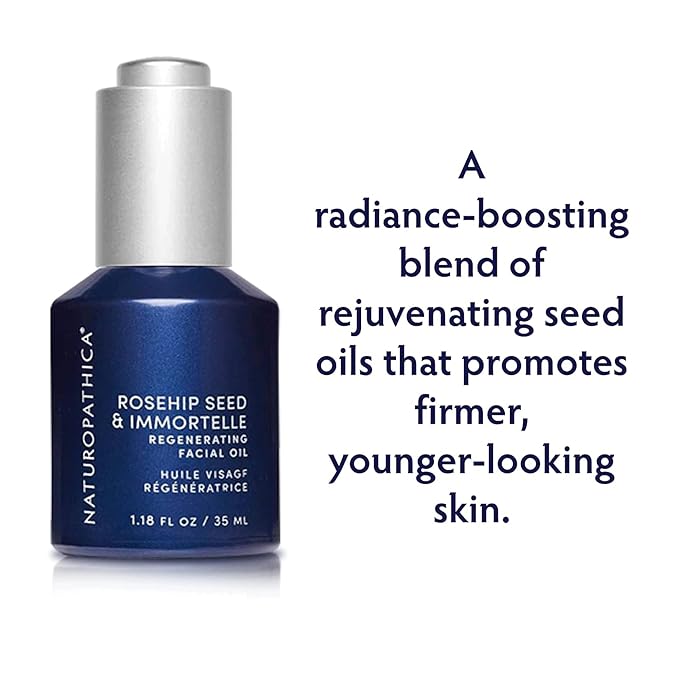 Naturopathica Rosehip Seed & Immortelle Regenerating Facial Oil, Daily Face Oil for Softened Fine Lines and a Healthy Glow, Lightweight Face Oil for Men and Women, 1.18 fl oz-FemmiqueWomen