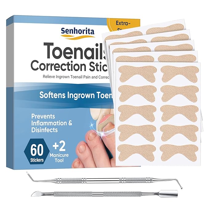 Ingrown Toenail Treatment, 60Pcs Ingrown Toenail Corrector Strips, Ingrown Toenail Removal Kit with File and Lifter, 60Pcs-FemmiqueWomen