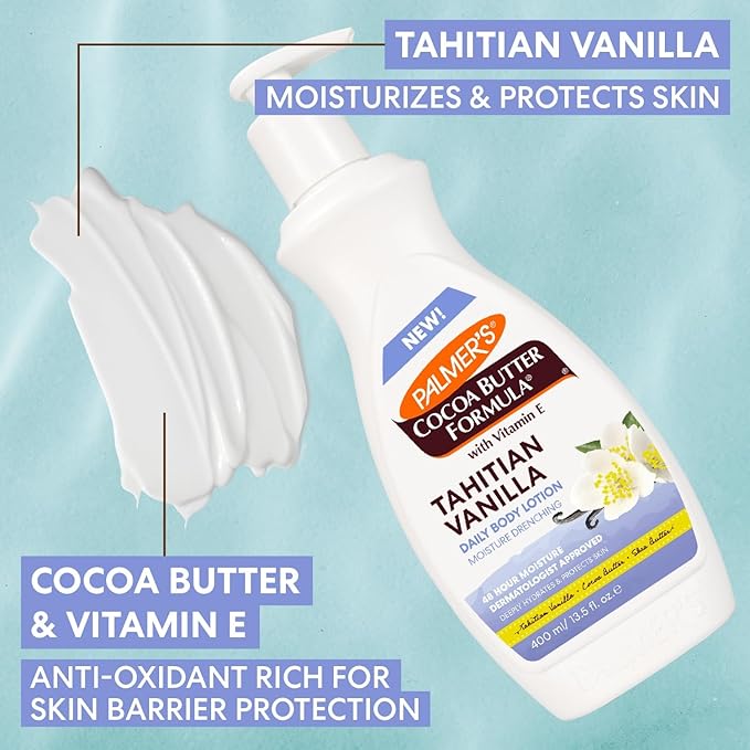 Palmer's Cocoa Butter Formula Tahitian Vanilla Body Lotion, 13.5 Oz, Daily Moisturizing Lotion for Dry Skin with Shea Butter & Vitamin E, Hydrates & Protects, Helps Provide 48-Hour Deep Moisture-FemmiqueWomen