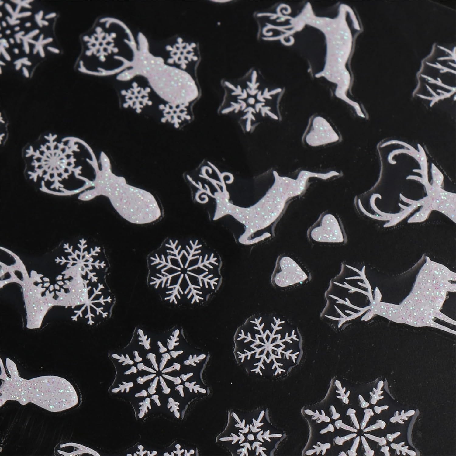 JMEOWIO 9 Sheets Christmas Glitter Nail Art Stickers Decals Self-Adhesive Snowflake Winter Holiday White Nail Supplies Nail Art Design Decoration Accessories-FemmiqueWomen