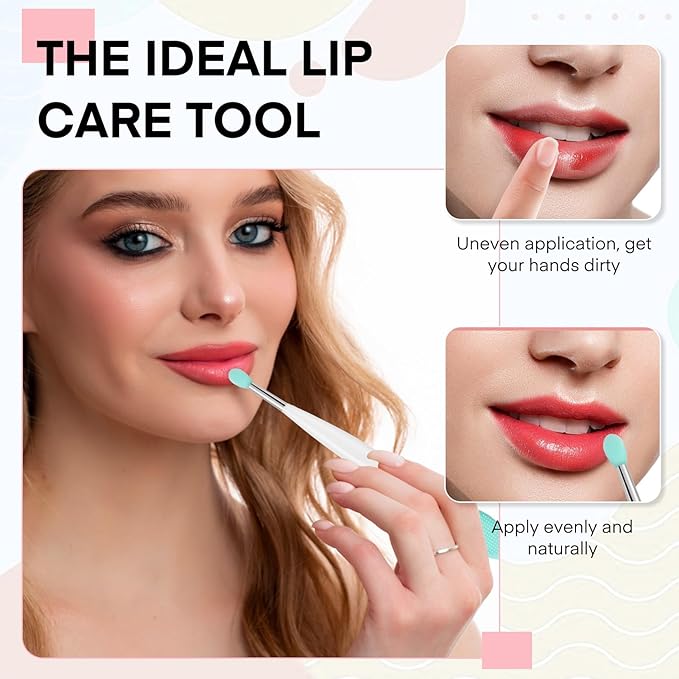 Unaone Lip Scrub Brush - 3 PCS Dual-ended Lip Scrubber Exfoliator and Silicone Lip Brush, 3-in-1 Silicone Lip Scrub Tool Lip Mask Applicator, Gentle Exfoliator & Applicator for Soft-FemmiqueWomen