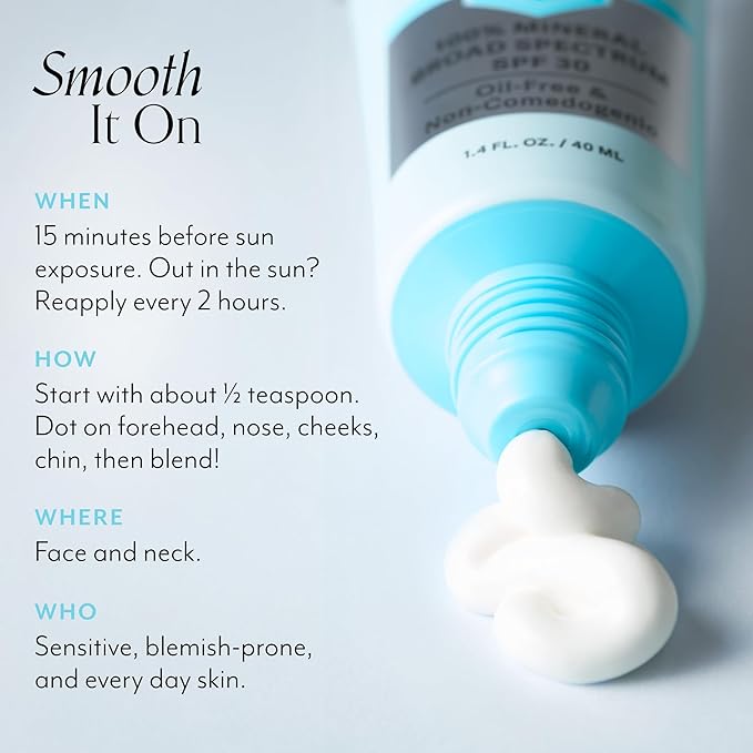 Bliss Block Star Clarifying Daily Mineral Sunscreen Broad Spectrum SPF 30, Blendable Pore Safe Formula for Blemish Prone Skin with Salicylic Acid and Witch Hazel, 1.4 Fl Oz-FemmiqueWomen