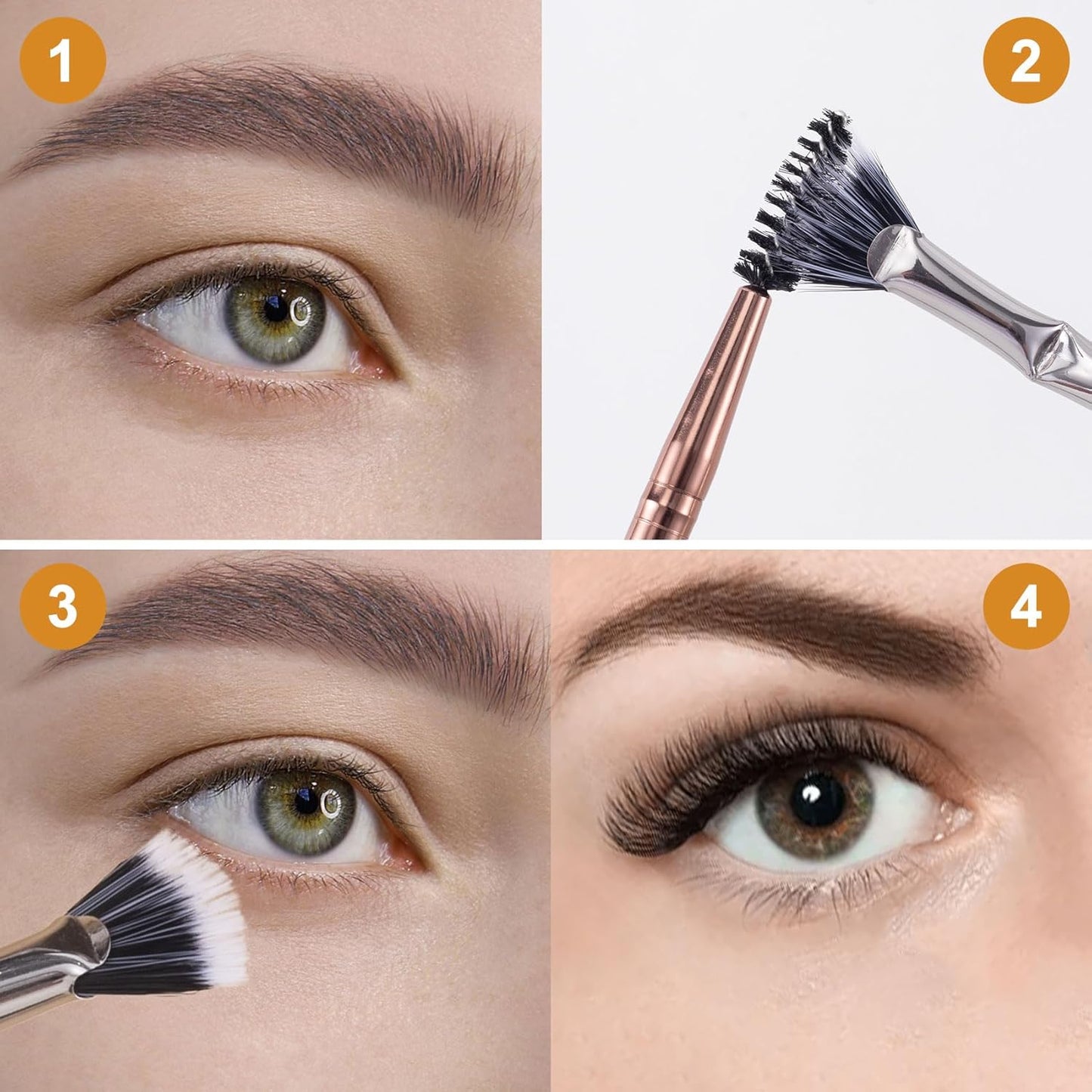 2 Pcs Folding Angle Scalloped Lash Brush, Eyelash Comb Separator, Multifunctional Mascara Fan Brush, Soft Bristles Makeup Tool for Upper Lower Eye Lash (Black)-FemmiqueWomen