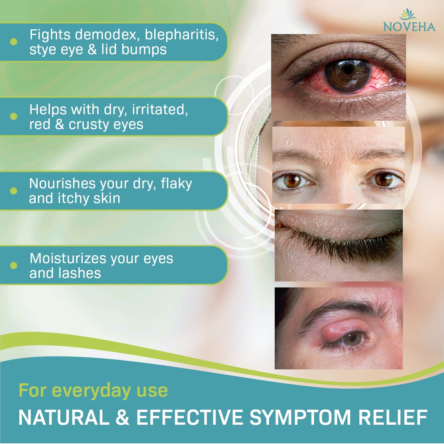 NOVEHA Tea Tree Oil Foaming Gentle Cleanser | Therapeutic Daily Skincare For Eyelash & lids, Eye Irritations, Stye Eyes, Skin Dryness, Moisturize with Organic Ingredients, All Types, 3.38 Ounce-FemmiqueWomen