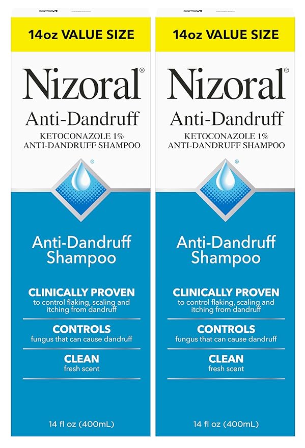 Nizoral Anti-Dandruff Shampoo with 1% Ketoconazole, Fresh Scent, 14 Fl Oz (Pack of 2)-FemmiqueWomen