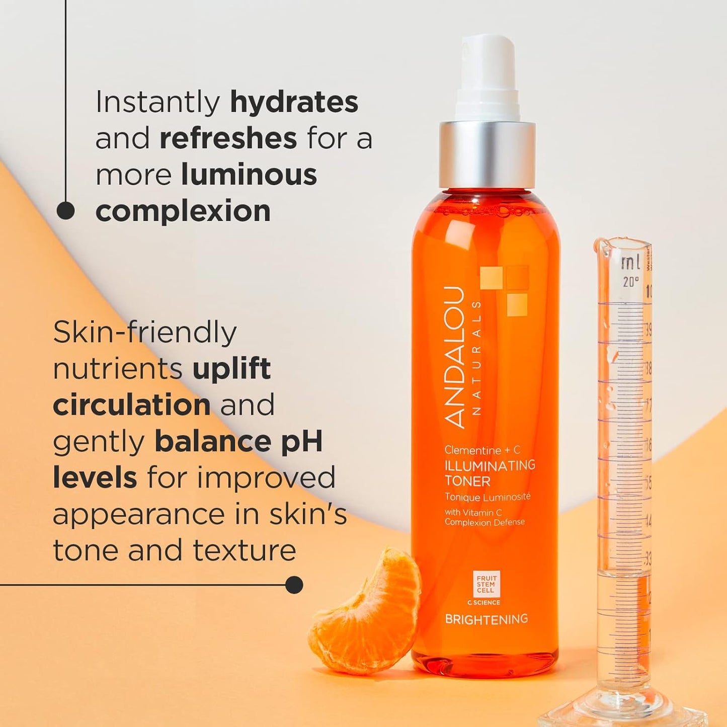 Andalou Naturals, Toner Facial Toner Helps Hydrate Balance Skin pH For Clear Bright Skin, Clementine Plus C, 6 Fl Oz-FemmiqueWomen