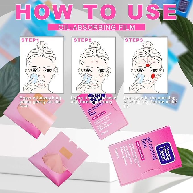 Oil Control Film Replacment for Clean & Clear Oil-absorbing Sheets,3 Pack (Grapefruit Fragrance) Oil Blotting Sheets For Face,Makeup Friendly High-performance Handy Face Blotting Paper for Oily Skin-FemmiqueWomen