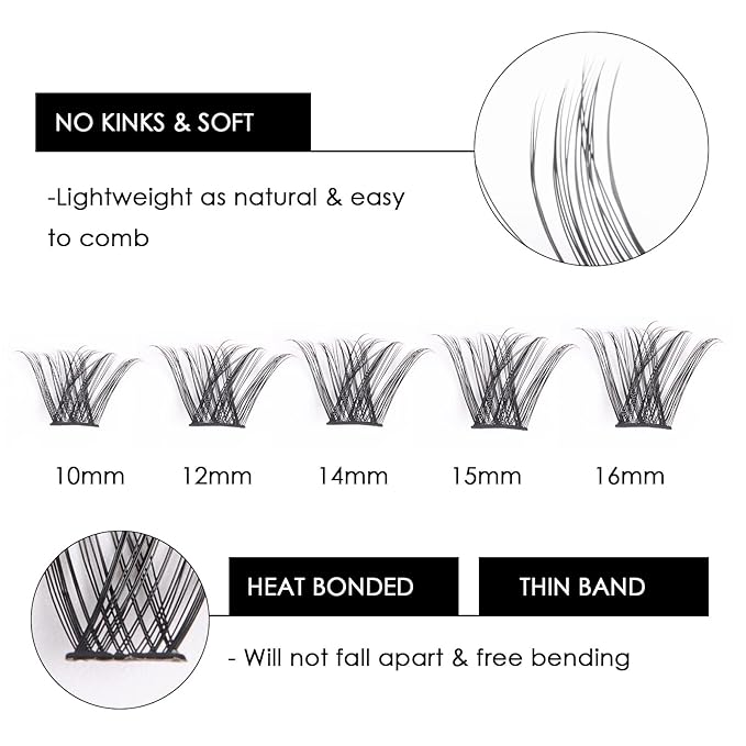 Cluster Lashes 72 Individual Lashes Clusters Eyelash Extensions False Eyelashes DIY Lash Extension Kit Reusable False Eyelashes Natural Look Mix 10-16mm C D Curl-DM01-FemmiqueWomen
