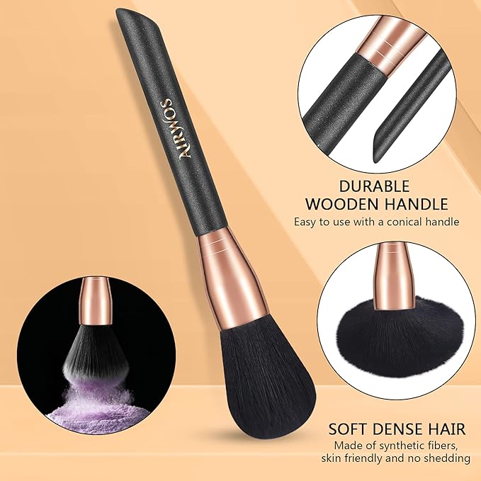 AIRWOS® Makeup Brushes Set Professional 14Pcs Makeup Brushes Pearl Flash Handles Premium Synthetic Foundation Face Powder Brush Blending Eyeshadow Concealers Makeup Brushes MakeUp Brushes with Case-FemmiqueWomen