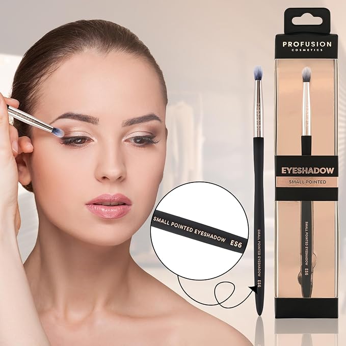 Profusion Cosmetics Small Pointed Precision Synthetic Eyeshadow Brush Pigments and Glitter Eye Concealer Tapered Bristles for Blended Crease and Eyeliner Smudger Quality Brush-FemmiqueWomen