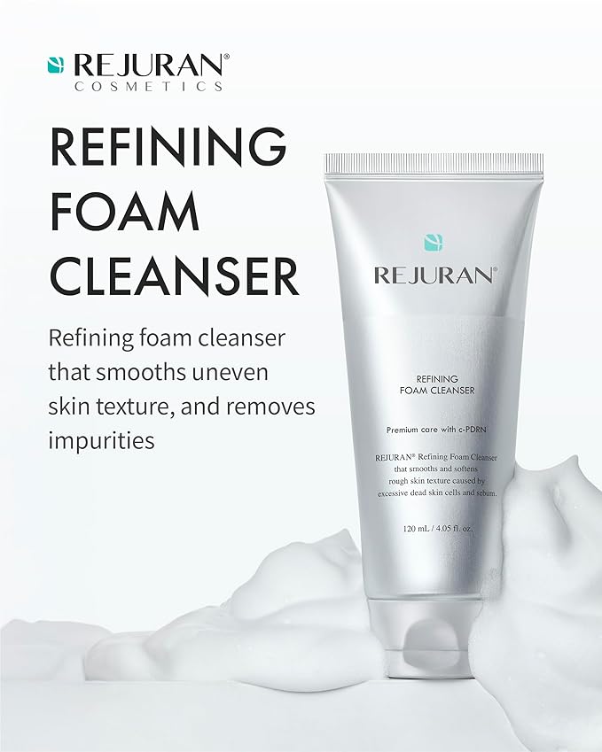 REJURAN® Refining Foam Cleanser, c-PDRN® – Hydrating & Gentle for Smoother, Clearer Skin, Minimizes Pores & Balances with Hyaluronic Acid & Tanin Complex, Korean Skin Care (4.05 fl oz)-FemmiqueWomen