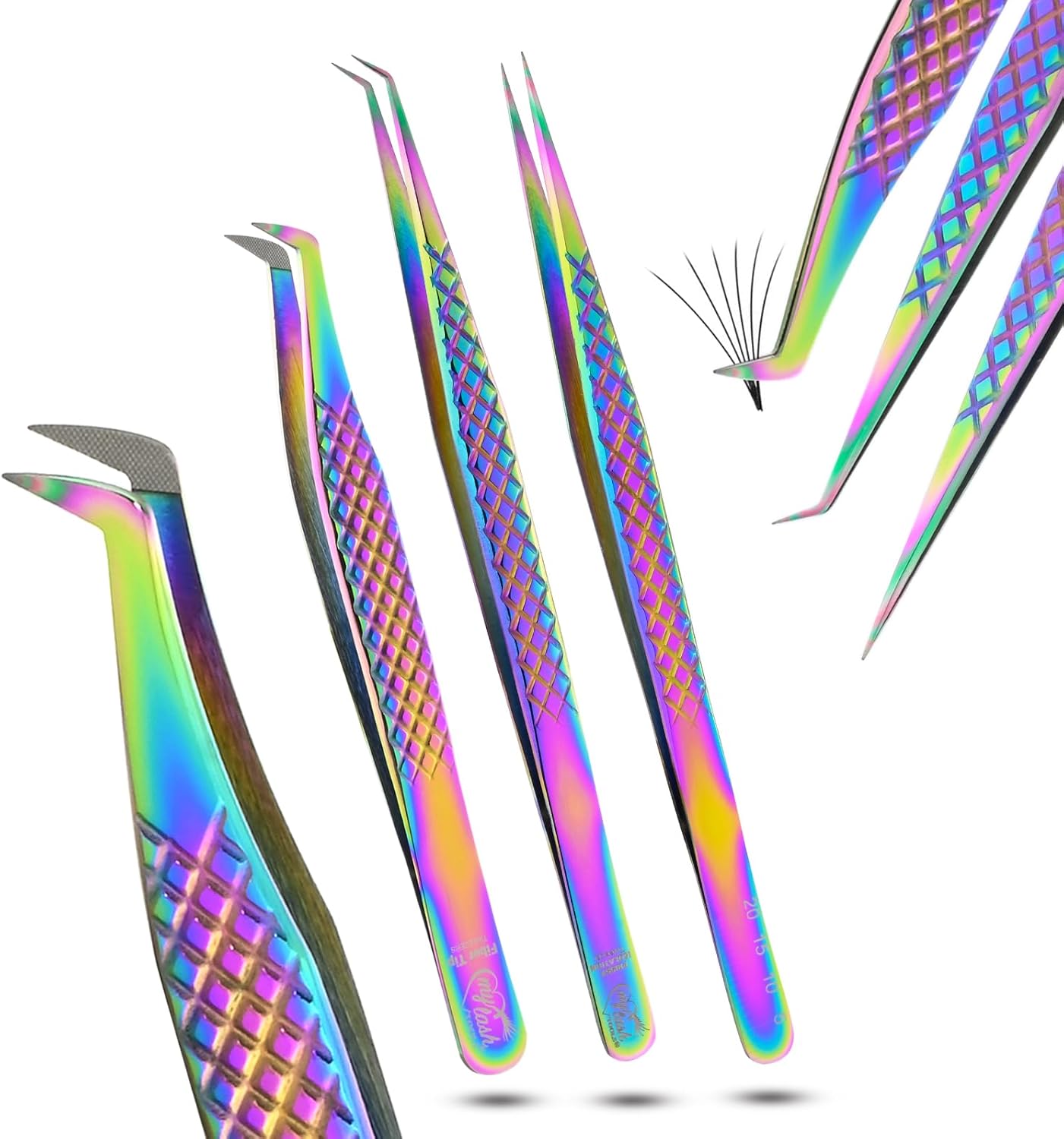 3pcs Fiber Tip Lash Tweezer Set – Boot Volume Eyelash Tweezer, Curved & Straight Isolation Tweezers for Eyelash Extensions, Stainless Steel, Non Slip Grip-FemmiqueWomen