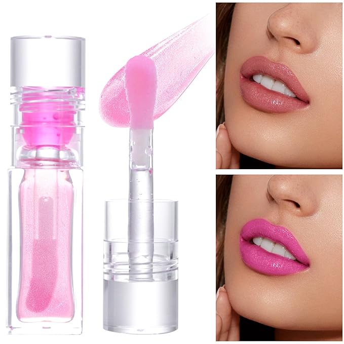 2pc Magic Color Changing Lip Oil, Hydrating Lip Glow Oil Plumping Gloss Tinted Lip Balm Transparent Moisturizing Toot Lip Care-FemmiqueWomen