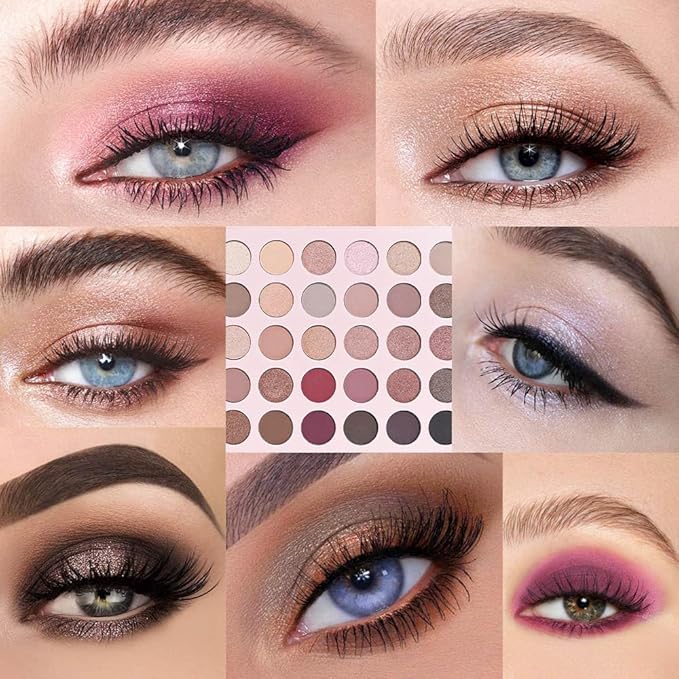 30 Colors Nude Champagne Gold Matte Shimmer Eyeshadow Palette with Brush for Eye Makeup,High Pigmented Pink Purple Brown Eye Shadow Primers Powder Palet de sombras de ojos-Big30-FemmiqueWomen
