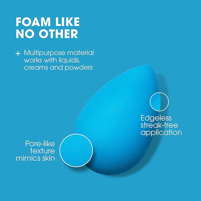 Beautyblender® | Topaz Sky Beauty Blender Makeup Sponge, Super-Soft Foam Easily Blends Foundations, Powders & Creams, Made in USA, Reusable, Washable, Streak Free Application, Vegan, Cruelty Free-FemmiqueWomen