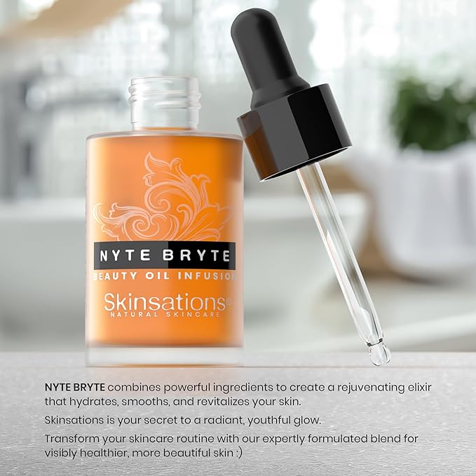 Skinsations - Retinol Face Oil Infusion - NYTE BRYTE - Anti-Aging, Collagen Boosting, Antioxidant Protection, Skin Care - Retinol, Plum Kernel Oil, Sea Buckthorn, Wheat Germ Oil, Vitamin A, Vitamin E-FemmiqueWomen