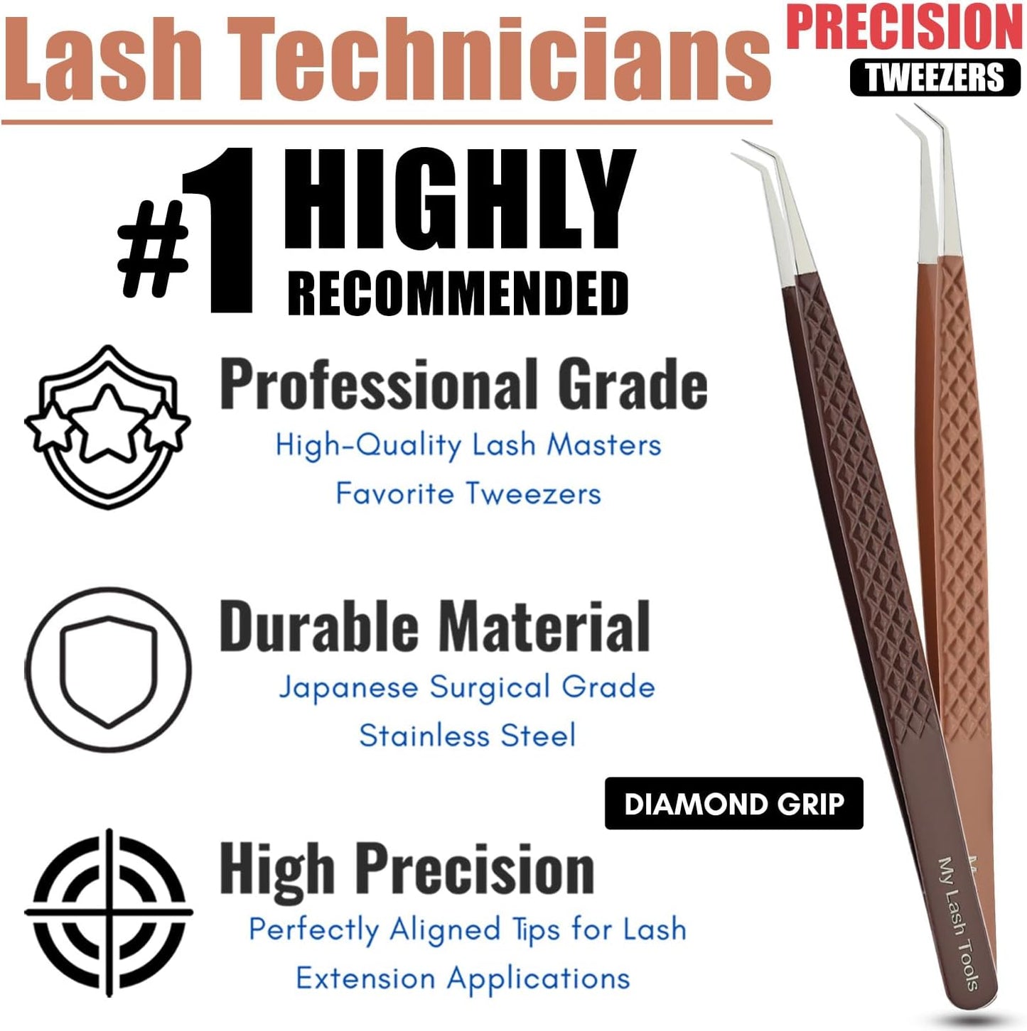 2pcs Curved Isolation Tweezers for Eyelash Extensions – 14cm Stainless Steel, Best for Individual Isolation & Classic Lashes Lash Tweezers Set-FemmiqueWomen