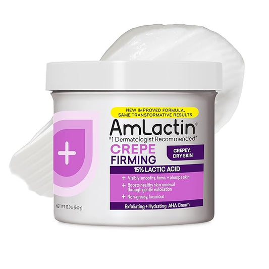 AmLactin Crepe Firming Cream - 12 oz Body Cream with 15% Lactic Acid - Exfoliator and Moisturizer for Crepey, Dry Skin (Packaging May Vary)-FemmiqueWomen