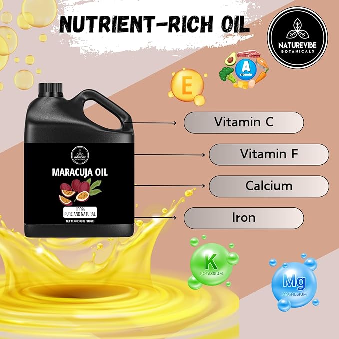 Naturevibe Botanicals Maracuja Oil 32 Ounces | 100% Pure and Natural | Great for Skin Care and Hair Care-FemmiqueWomen