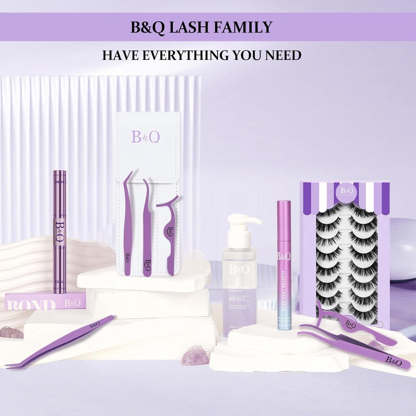 Eyelash Applicator Tool 3 PCS Lash Applicator Tool Kit Lash Tweezers for Eyelash Extensions Application Tool and Removal （Purple,3 PCS）-FemmiqueWomen