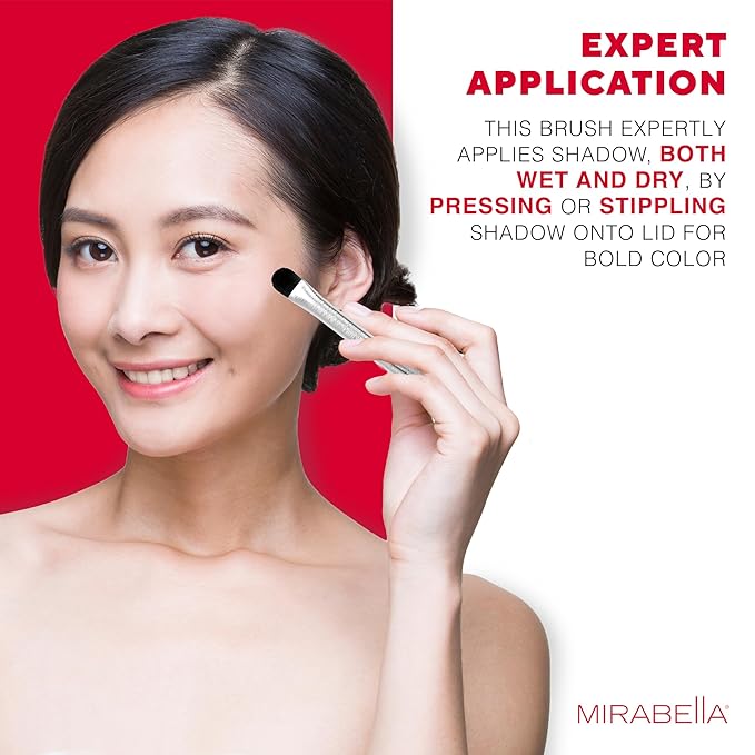 Mirabella Wet & Dry Eyeshadow Brush, Premium Professional Makeup Brush Collection, Cruelty-Free Synthetic Bristle Brush, Hand-Sculpted Brushed Aluminum Handle, Luxury Blending Brush for Makeup-FemmiqueWomen