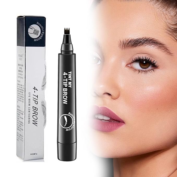 2025 Upgraded Magic Eyebrow Pencil for Women, Long-Lasting Ultra-Fine Tip Waterproof Eye Brow Pencils with 4 Fork, Smudge-Proof Natural Brow Makeup for Women - Black-FemmiqueWomen
