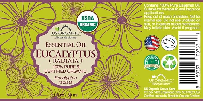 US Organic 100% Pure Eucalyptus Essential Oil (Radiata) - USDA Certified Organic, Steam Distilled - W/Euro droppers (More Size Variations Available) (30 ml / 1 fl oz)-FemmiqueWomen