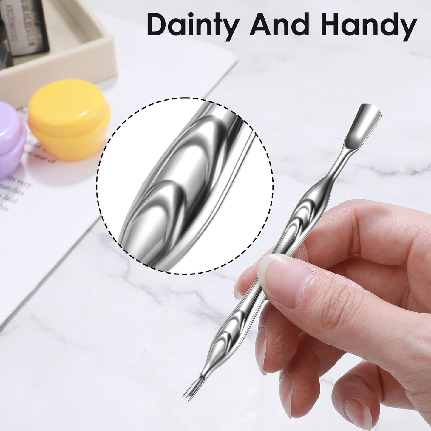 2 Pcs Cuticle Pushers with Fork, 2-in-1 Cuticle Trimmer Professional Nail Scraper Cuticle Remover Stainless Steel Nail Care Tool Dead Skin Cutter for Manicures, Pedicures-FemmiqueWomen