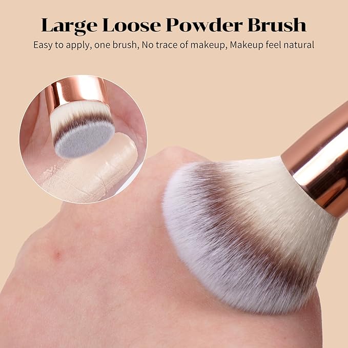 MAANGE 7pcs Makeup Brush Set Double Sided Kabuki Makeup Brushes Contour Brush for Foundation Liquid Powder Concealer Cream Cosmetics Bronzer Blending Blush Buffing Makeup Tools (Coffee)-FemmiqueWomen