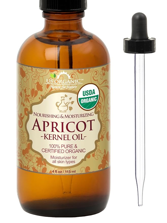 US Organic Apricot Kernel Oil, USDA Certified Organic,100% Pure & Natural, Cold Pressed Virgin, Unrefined in Amber Glass Bottle w/Glass Eyedropper for Easy Application (4 oz (Large))-FemmiqueWomen