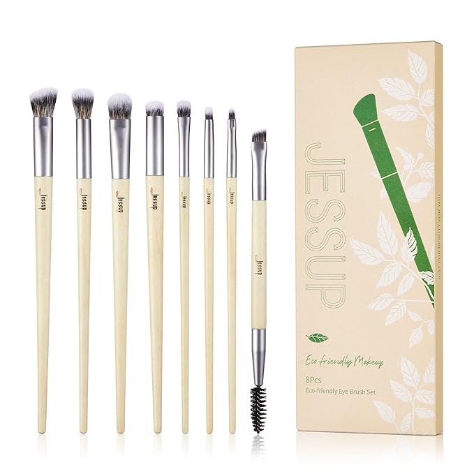 Jessup Eyeshadow Brush Set 8pcs Eye Makeup Brushes Premium Cruelty-Free Eyeshadow Blending Concealer Eyebrow Eyeliner Spoolie Brush Kit T328-FemmiqueWomen