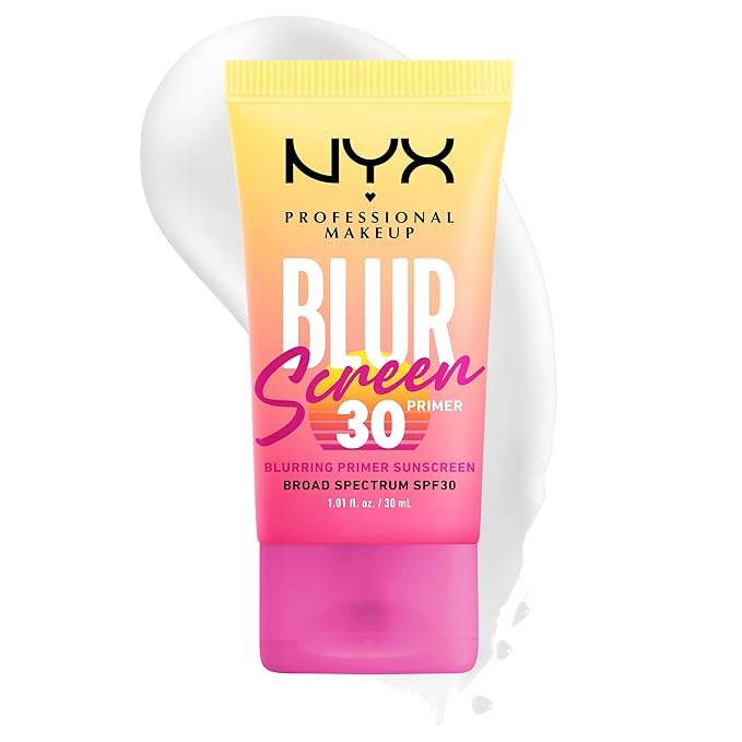 NYX PROFESSIONAL MAKEUP Blurscreen SPF 30 Primer, 3-in-1 Blurring Makeup Primer with Sunscreen, Vegan Formula with No White Cast or Greasy Feeling-FemmiqueWomen