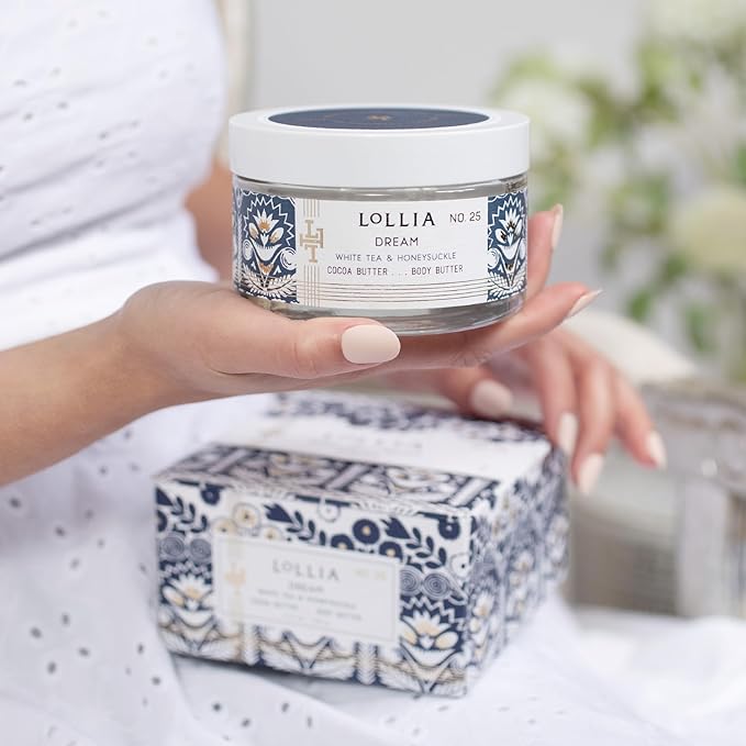 LOLLIA Dream Body Butter, 5.5 oz. - White Tea & Honeysuckle Fragrance - Shea Butter & Cocoa Butter, Body Lotion for Women, Hydrating & Smooth Body Moisturizer-FemmiqueWomen