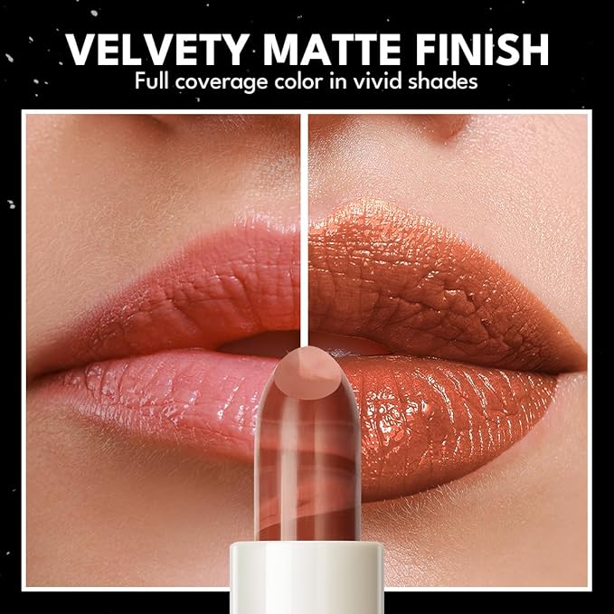 2PCS Marbled Matte Lip Stick Makeup - Velvety Finish | Naked-lip Feel, Full Coverage, D002+D004-FemmiqueWomen