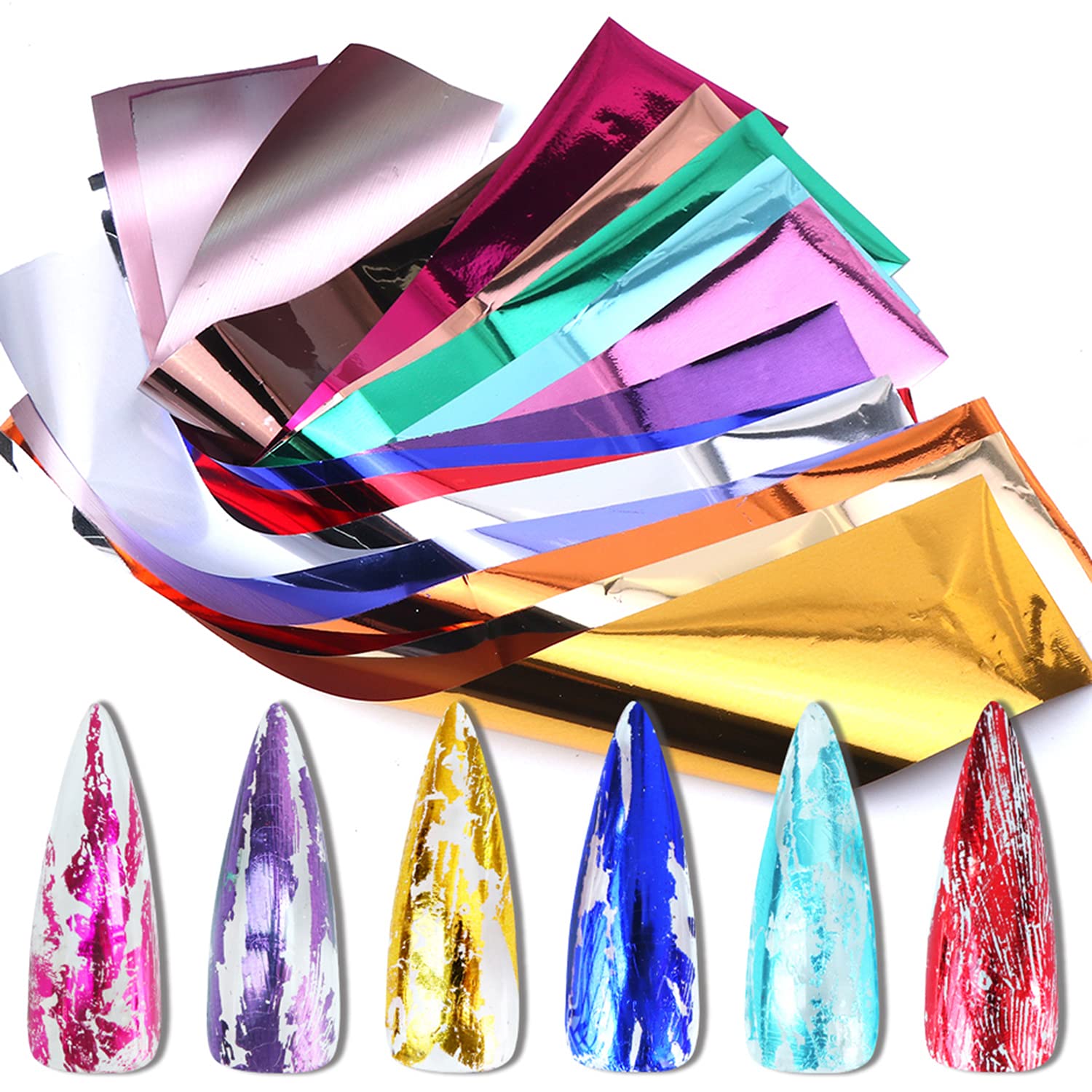 14 Colors Metallic Nail Foil Transfer Stickers Nail Art Accessories Holographic Effect Nail Foils Supply Gold Silver Matte Transfer Foils Nail Decals for Women Girls Manicure Tips Decoration-FemmiqueWomen