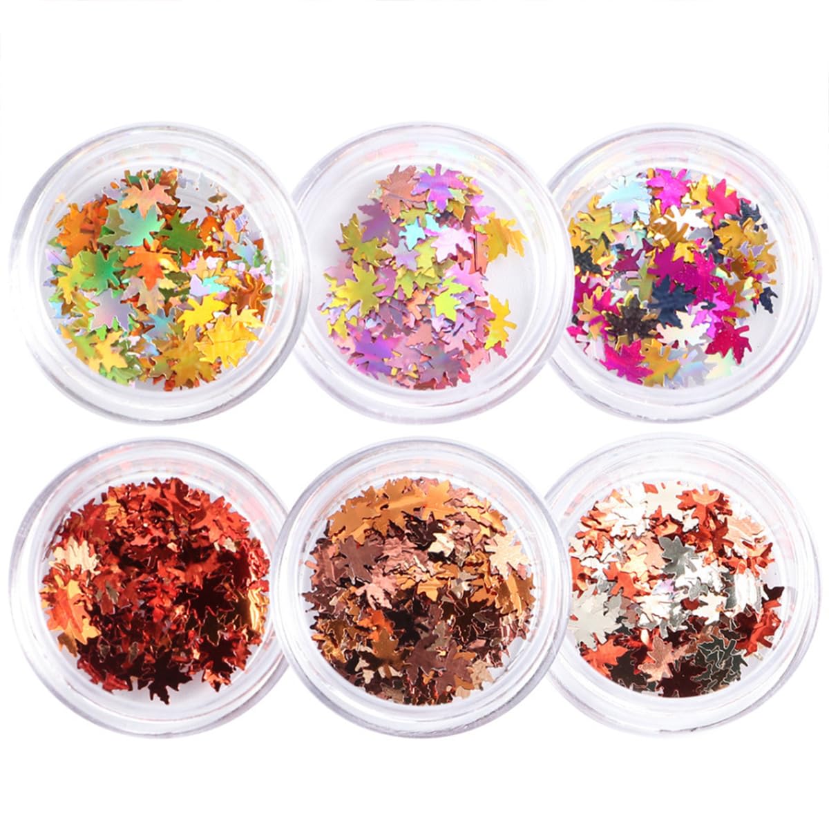 3D Maple Leaf Glitter Nail Sequins Fall Nail Stickers Autumn Nail Glitters Holographic Vintage Maple Leaves Nail Designs Thanksgiving Nail Decals for Manicure Decoration-FemmiqueWomen
