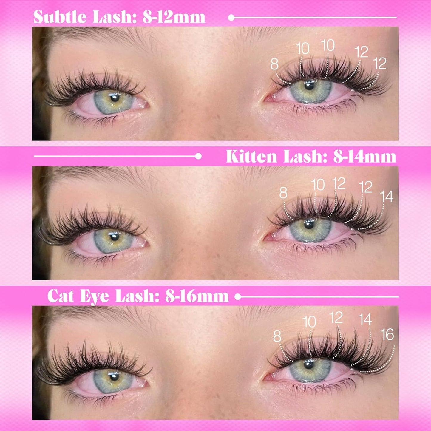 Yawamica Self Adhesive Eyelashes Wispy Lash Clusters No Glue Needed DIY Lash Extension 8-16mm Pre-Glued Eyelash Clusters Reusable Press on Lashes Natural C Curl Individual Lashes DIY Lash for Beginner-FemmiqueWomen