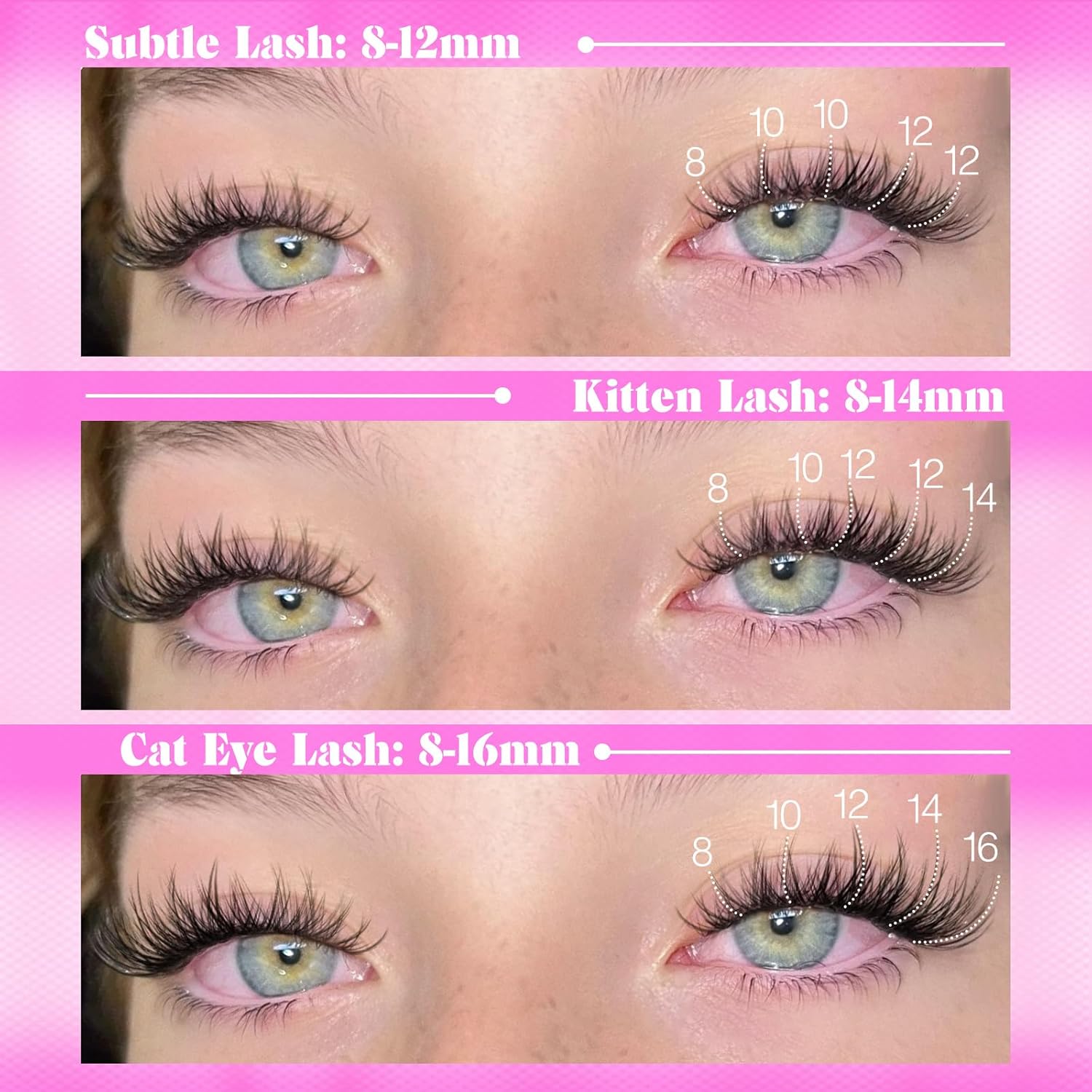 Yawamica Self Adhesive Eyelashes Wispy Lash Clusters No Glue Needed DIY Lash Extension 8-16mm Pre-Glued Eyelash Clusters Reusable Press on Lashes Natural C Curl Individual Lashes DIY Lash for Beginner-FemmiqueWomen