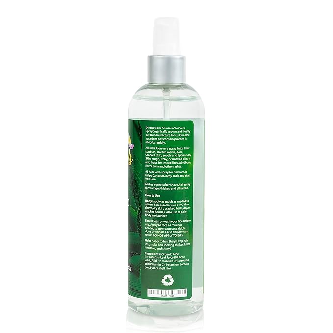 100% Pure & Organic Aloe Vera Spray, Clinically tested & Dermatologist approved, Hydrates & Heals Dry & Damaged Skin & Hair- 12 Oz-FemmiqueWomen