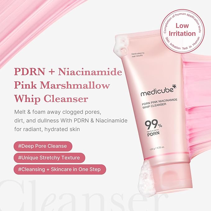 medicube PDRN Marshmallow Whip Cleanser | Face Wash, Cleansing Foam for Pore Care & Uneven Skin Tone | Gentle Daily Deep Cleansing | Hydrating and Nourishing Facial Cleanser | Korean Skincare-FemmiqueWomen