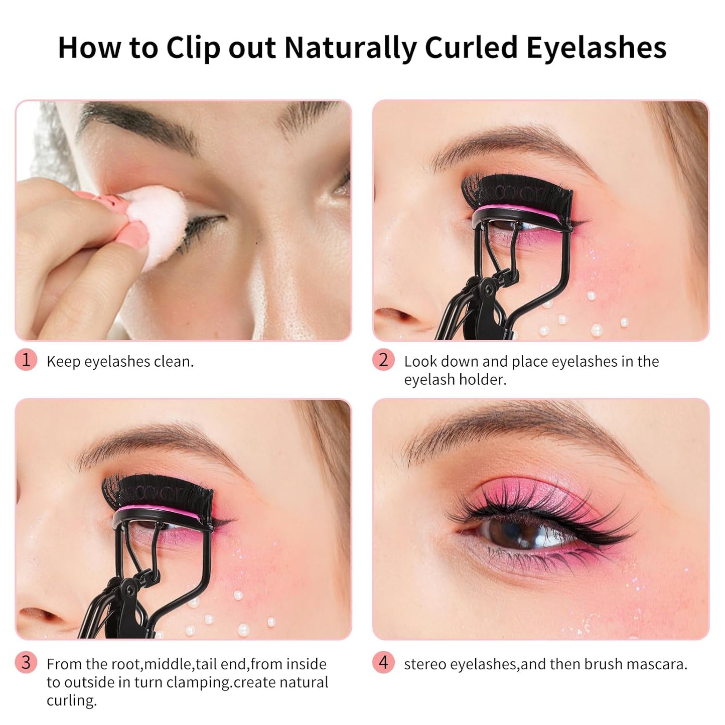 Docolor Eyelash Curler Kit, 4 in 1 Lash Curler Kit, eyelash comb eyelash extension tweezers eyebrow brush and comb with 6 Extra Replacement Refill Pads Eyelash Applicator Makeup Tool-FemmiqueWomen